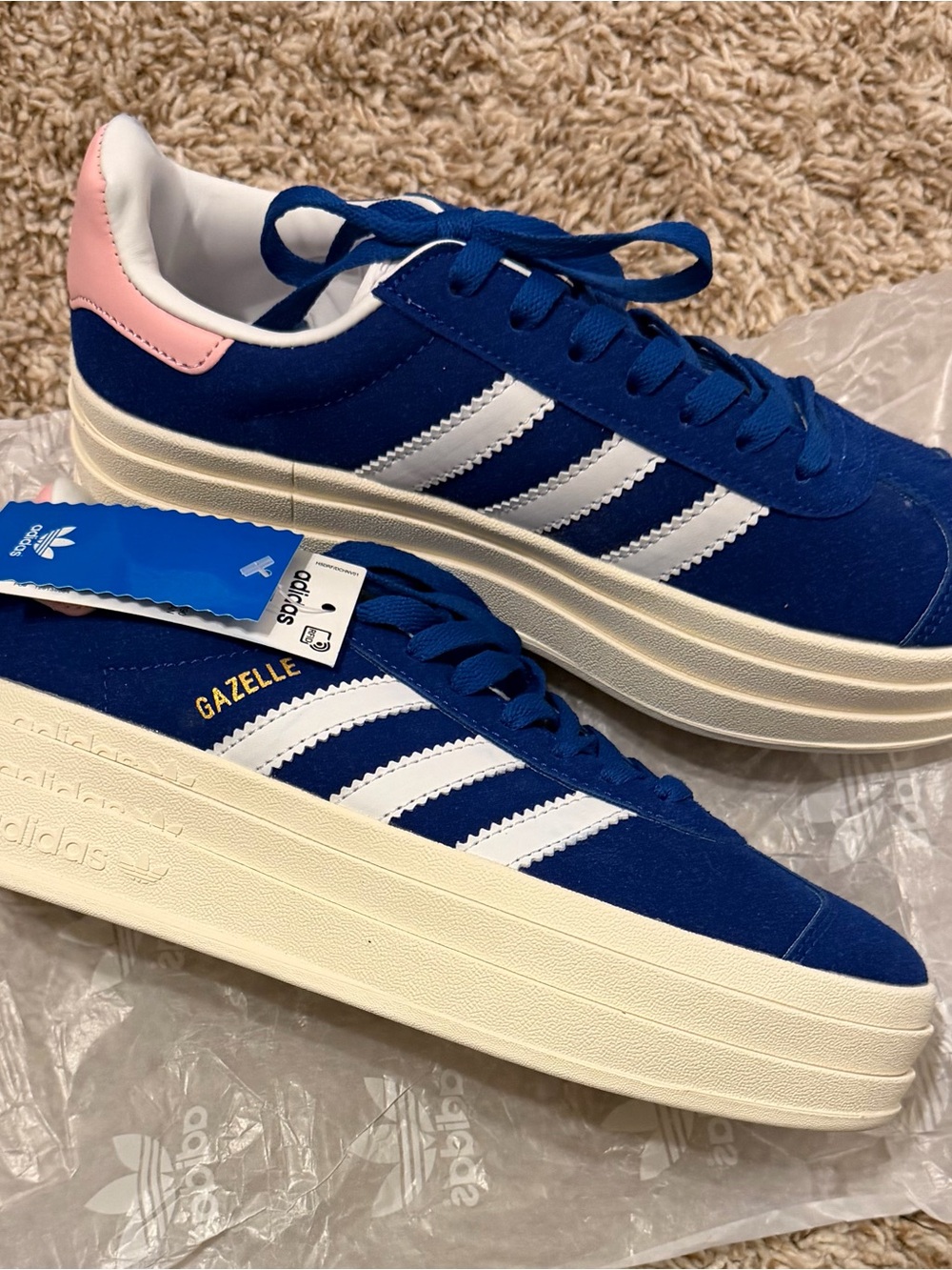 Adidas Gazelle Sneakers — Blue (Gum Sole/Platform) NEW!